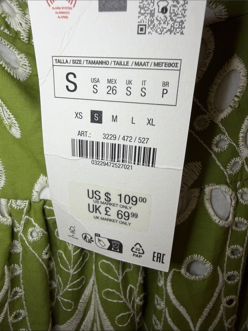 Zara Olive Green Maxi Dress with White Paisley Pattern - Picture 3 of 9